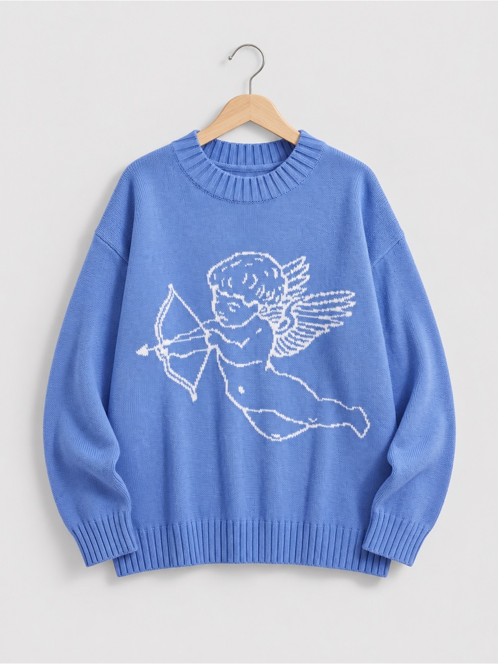 Streetwear Society Sky Blue Cherub Crewneck OverSized Sweater